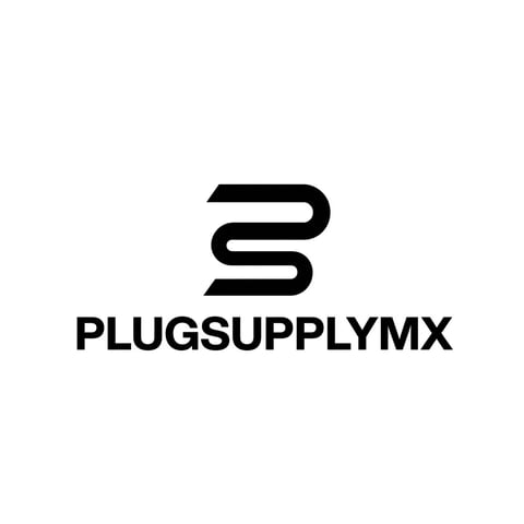 PlugSupplyMX logo featuring stylized S symbol above company name in black text